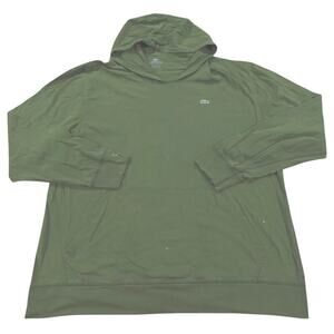 Lacoste Heather Green Long Sleeve Hooded Tshirt Size 3 Small Preppy Basic